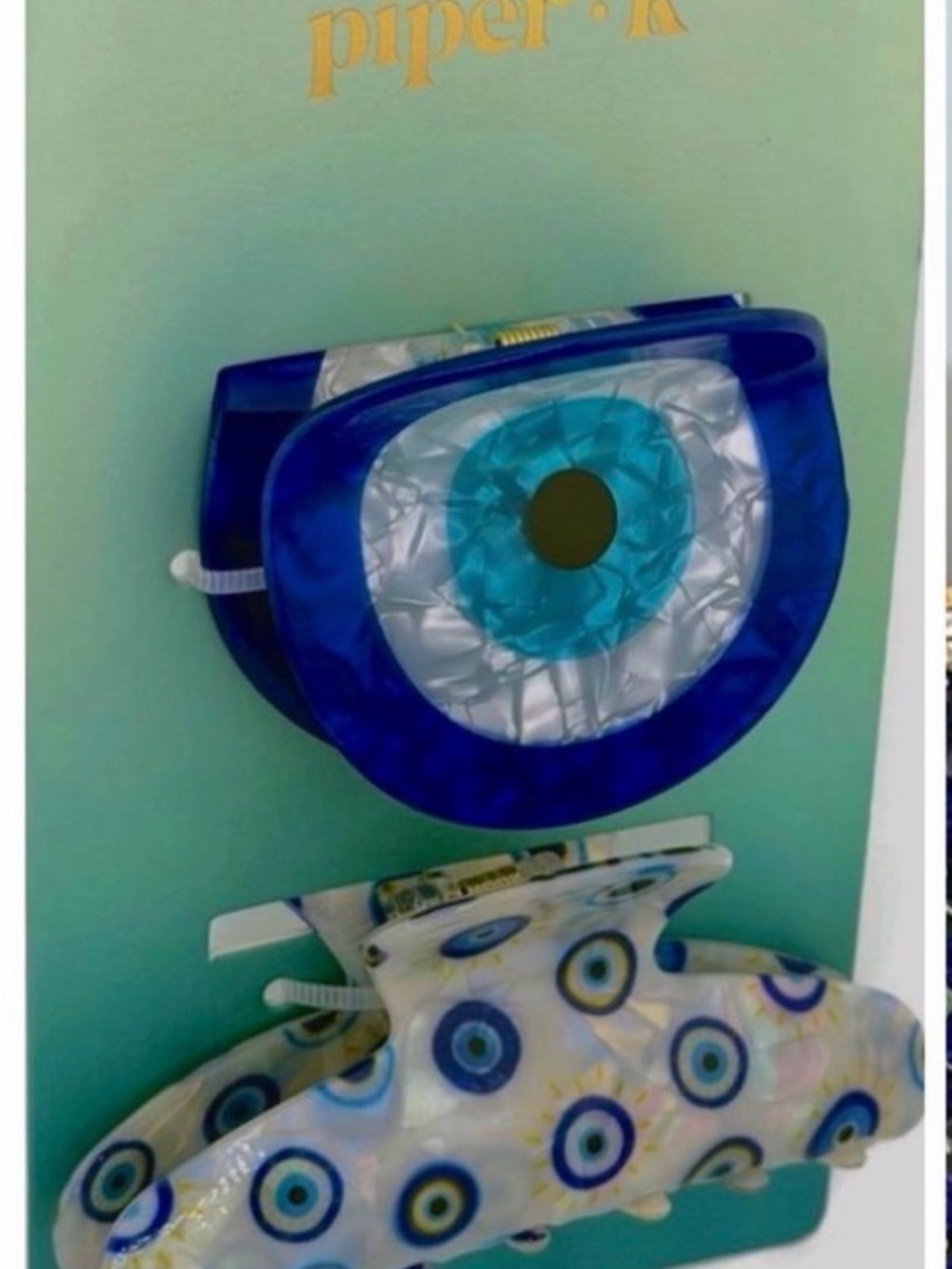 Piper Blue and Turquoise Evil Eye Hair Claw Set